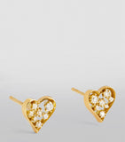 Yellow Gold and Diamond Margot Heart Stud Earrings GOODS Harrods   