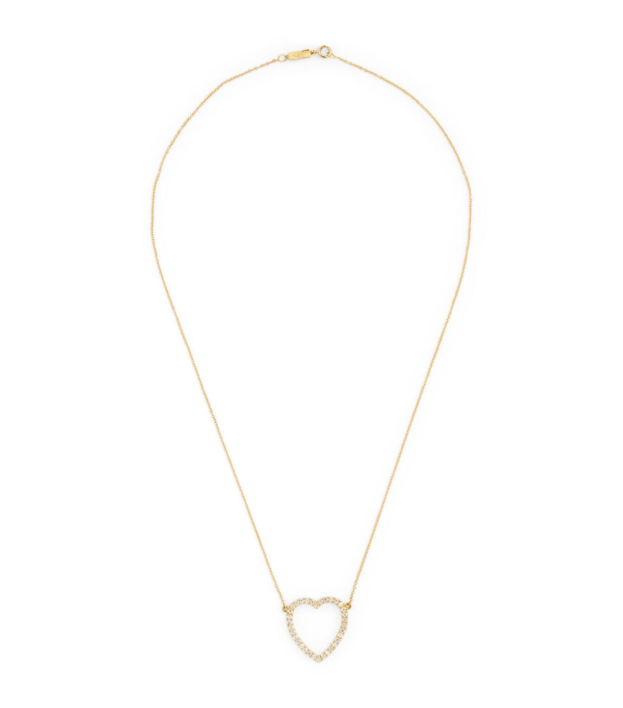 Yellow Gold and Diamond Open Heart Necklace