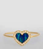 Yellow Gold, Diamond and Opal Heart Ring GOODS Harrods   