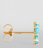 Yellow Gold, Diamond and Turquoise Flower Stud Earrings GOODS Harrods   