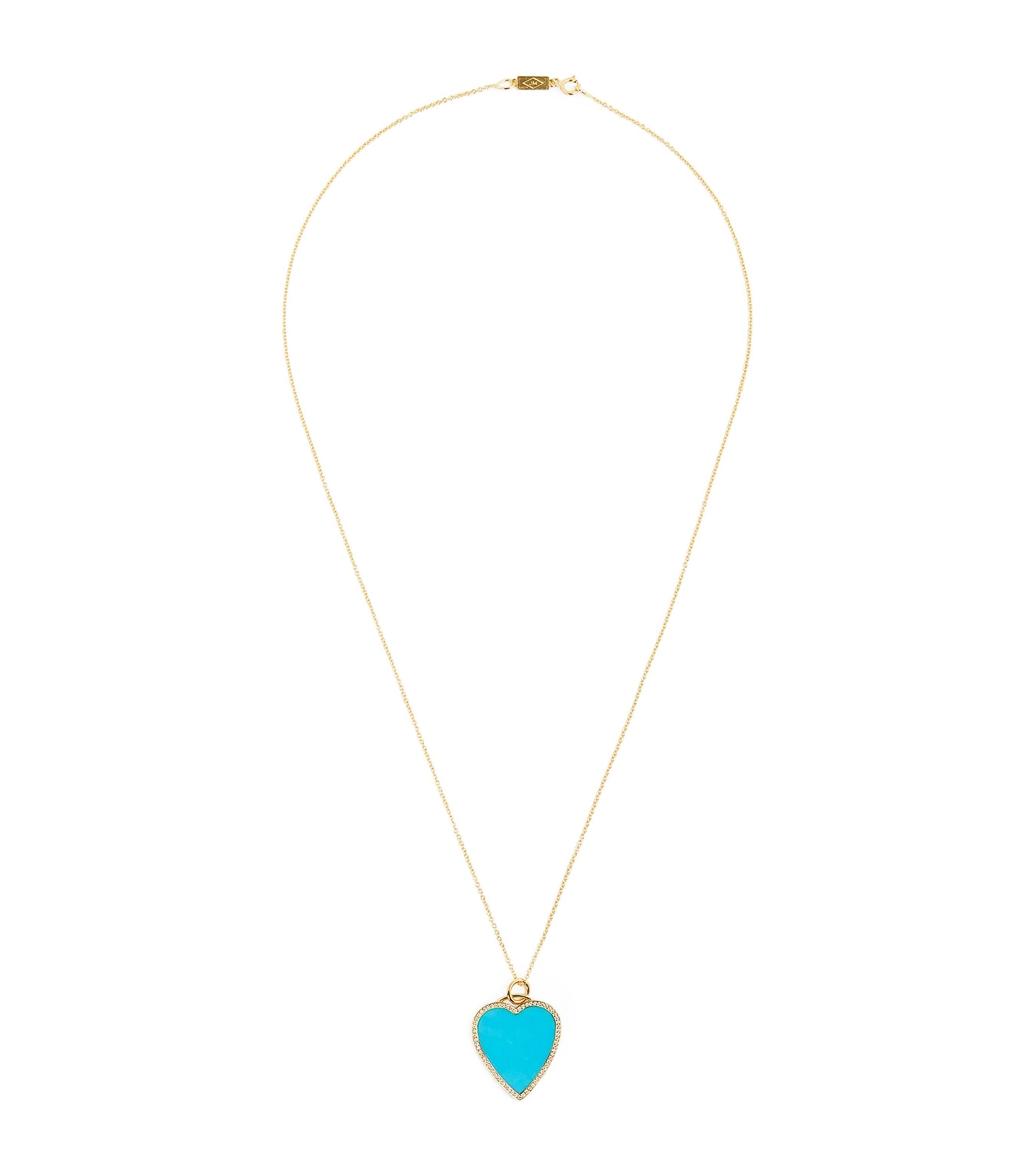 Yellow Gold, Diamond and Turquoise Heart Necklace GOODS Harrods   