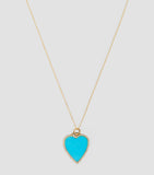 Yellow Gold, Diamond and Turquoise Heart Necklace GOODS Harrods   