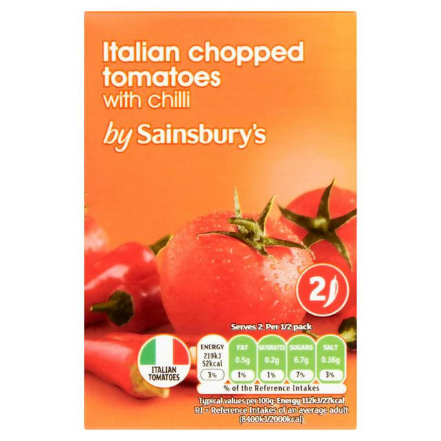 Sainsbury's Italian Chopped Tomatoes with Chilli 390g Tomatoes Sainsburys   