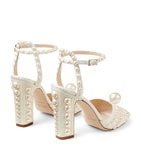 Sacaria 100 Pearl-Embellished Satin Sandals GOODS Harrods   