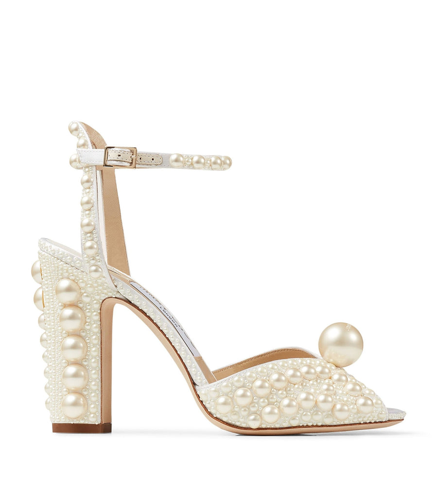 Sacaria 100 Pearl-Embellished Satin Sandals