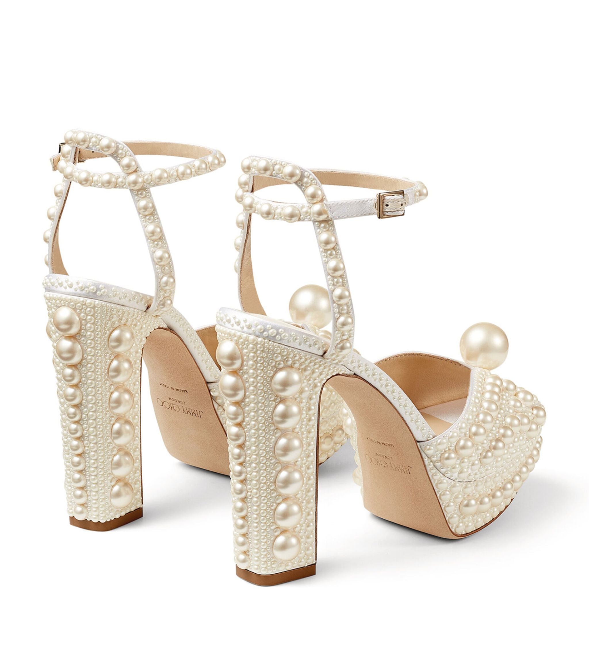 Sacaria 120 Pearl-Embellished Satin Platform Sandals GOODS Harrods   