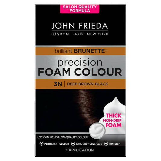 John Frieda Precision Foam Colour Brilliant Brunette Hair Dye Deep Brown Black 3N Brunette Sainsburys   