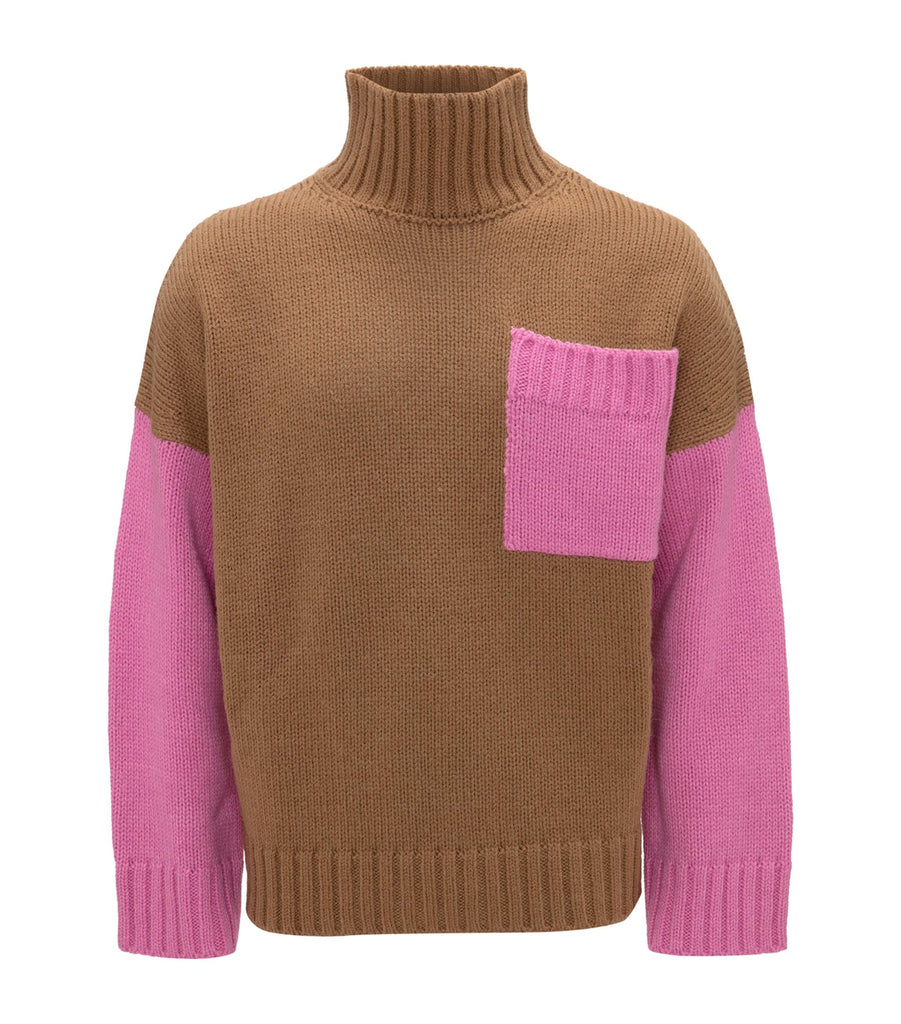 Patch-Pocket Contrast Sweater