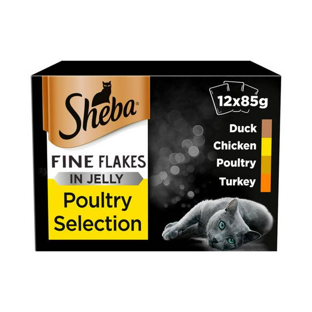 Sheba Fine Flakes Cat Food Pouches Poultry in Jelly 12 x 85g - McGrocer