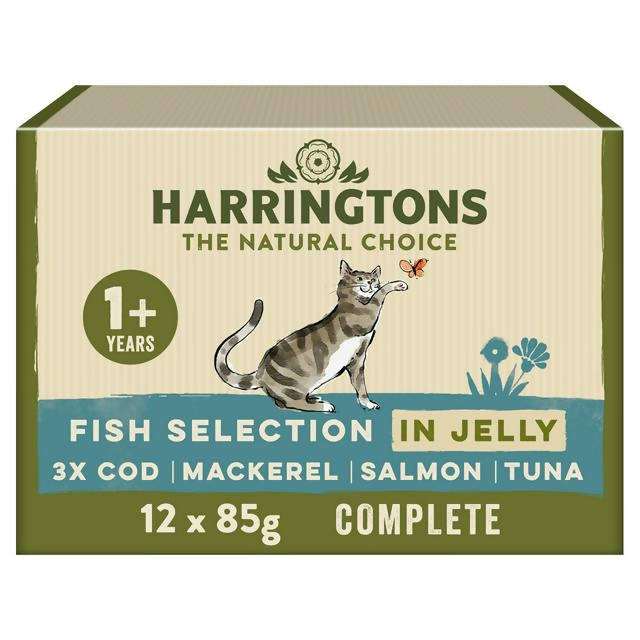 Harringtons Fish in Jelly Wet Adult Cat Food Multipack 12x85g Cat pouches & trays Sainsburys   