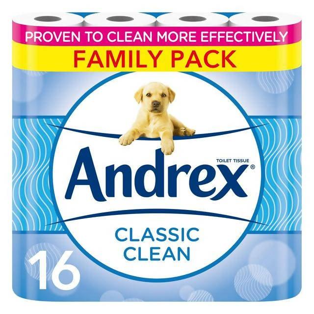 Andrex Classic Clean Toilet Tissue 16 Rolls essentials Sainsburys   