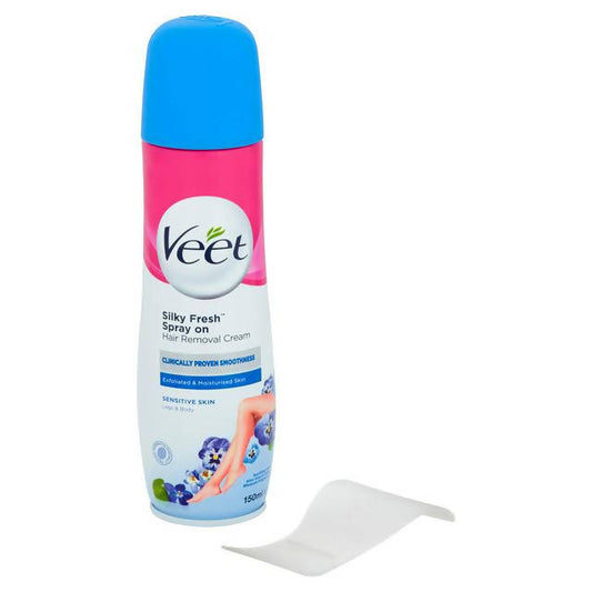Veet Spray On Hair Removal Cream Body & Legs for Sensitive Skin 150ml hair removal creams & waxes Sainsburys   