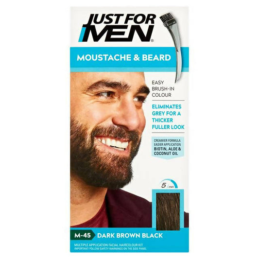 Just For Men Moustache & Beard Brush-In Colour Gel Dark Brown-Black M-45 hair Sainsburys   
