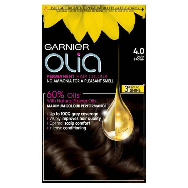 Garnier Olia Permanent No Ammonia Hair Dye Dark Brown 4.0 Brunette Sainsburys   