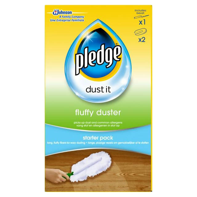 Pledge Dust It Fluffy Duster Starter Pack 1 Handle & 2 Refills Polishes & dusters Sainsburys   