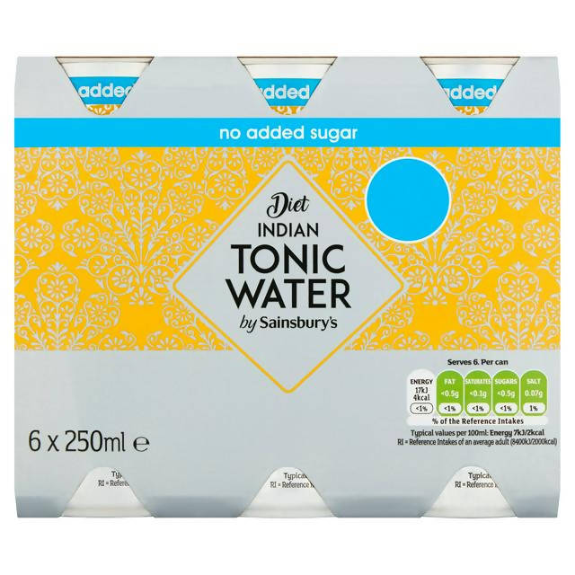 Sainsbury's Diet Tonic Water 6x250ml