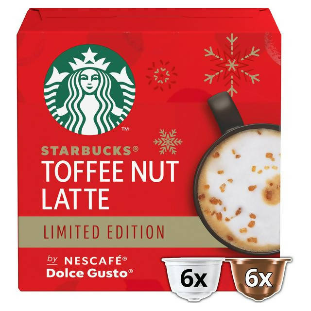 Starbucks by Nescafe Dolce Gusto Toffee Nut Latte Limited Edition Coffee Pods 12 Pods Per Box