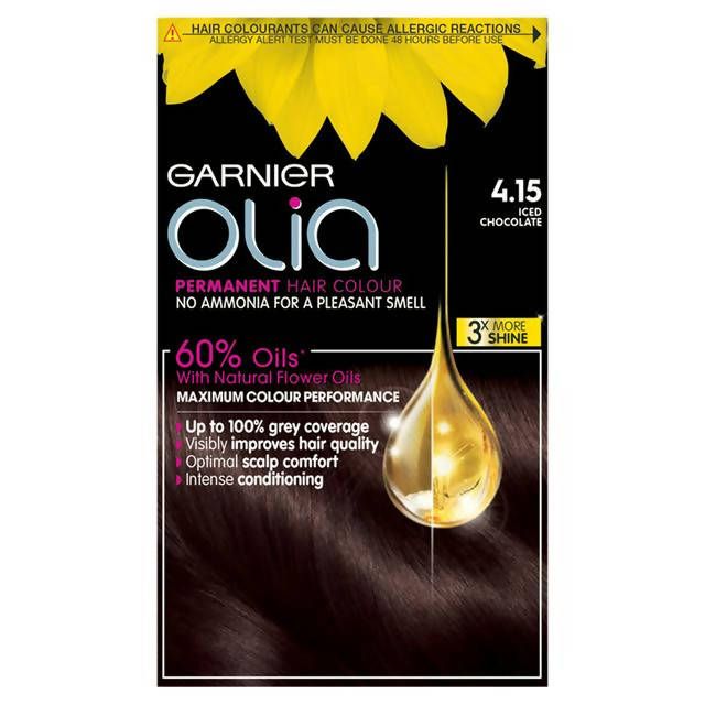 Garnier Olia Permanent No Ammonia Hair Dye Iced Chocolate Brown 4.15 Brunette Sainsburys   