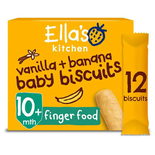 Ella's Kitchen Organic Vanilla and Banana Baby Biscuits Multipack Snack 10+ Months 12 x9g Baby Food Sainsburys   