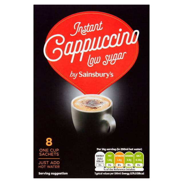 Sainsbury's Low Sugar Cappuccino 8x14g All coffee Sainsburys   