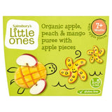 Sainsbury's Little Ones Organic Apple, Peach & Mango Puree 7+ Months 4 x 100g (400g) baby meals Sainsburys   