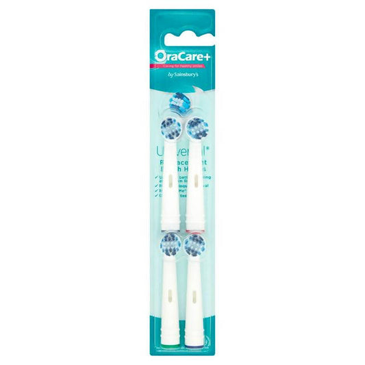 OraCare+ Replacement Brush Heads x4 electric & battery toothbrushes Sainsburys   