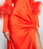 Satin Feather-Trim Maxi Dress Miscellaneous Harrods   