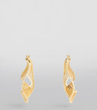 Large Yellow Gold, Diamond and Enamel Twisted Waves Hoop Earrings GOODS Harrods   