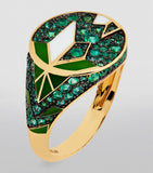 Yellow Gold and Emerald Fragments of Us Pinky Ring GOODS Harrods   