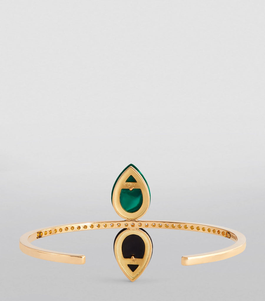 Yellow Gold, Diamond and Malachite Bond Street Bangle