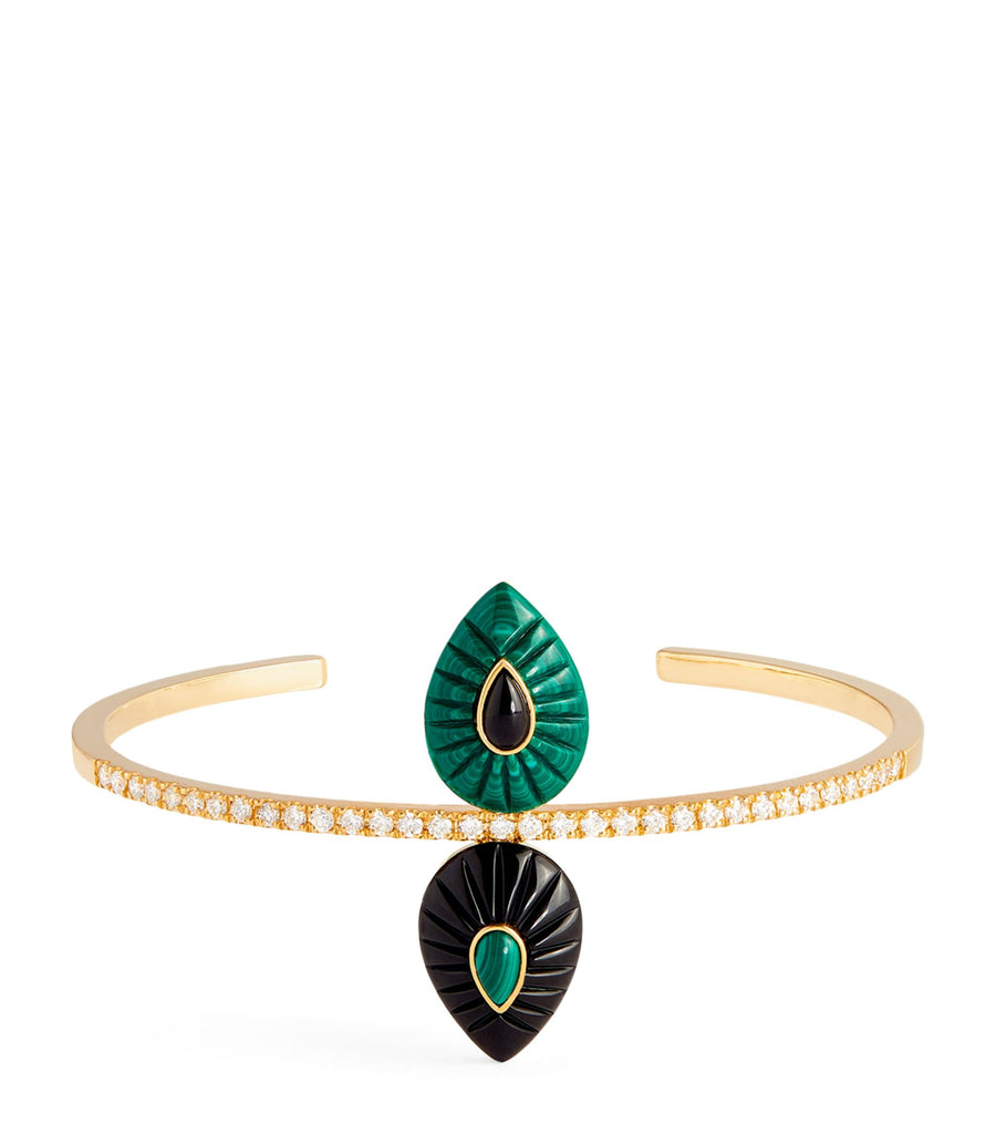 Yellow Gold, Diamond and Malachite Bond Street Bangle