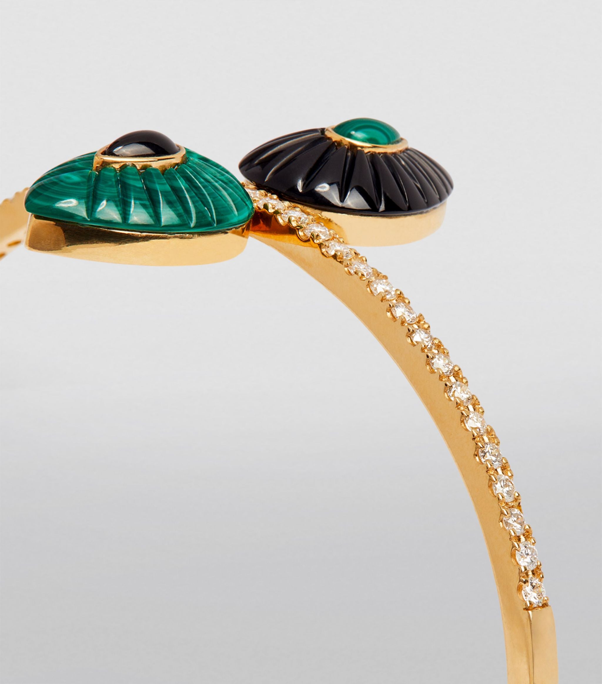 Yellow Gold, Diamond and Malachite Bond Street Bangle GOODS Harrods   