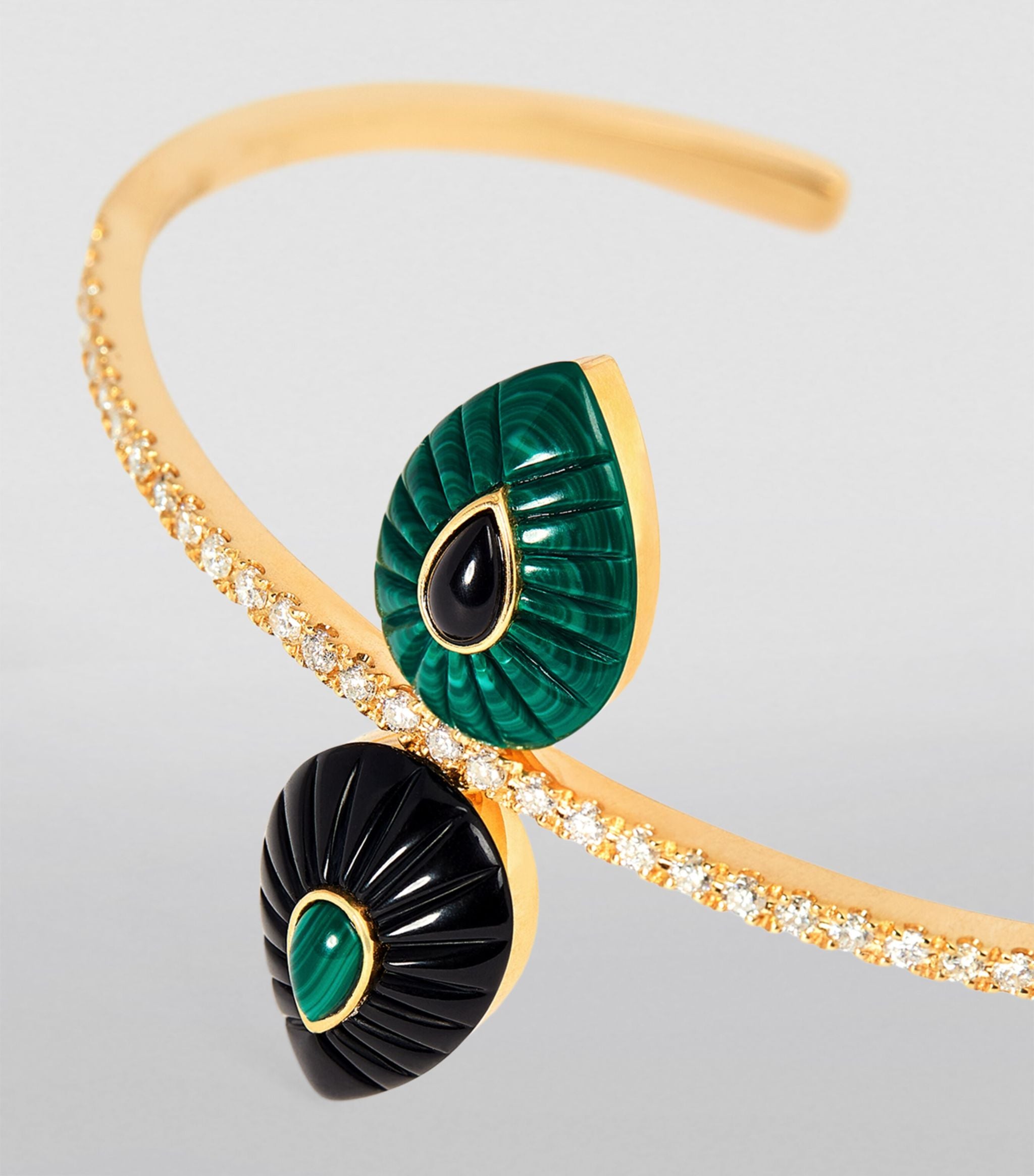 Yellow Gold, Diamond and Malachite Bond Street Bangle GOODS Harrods   