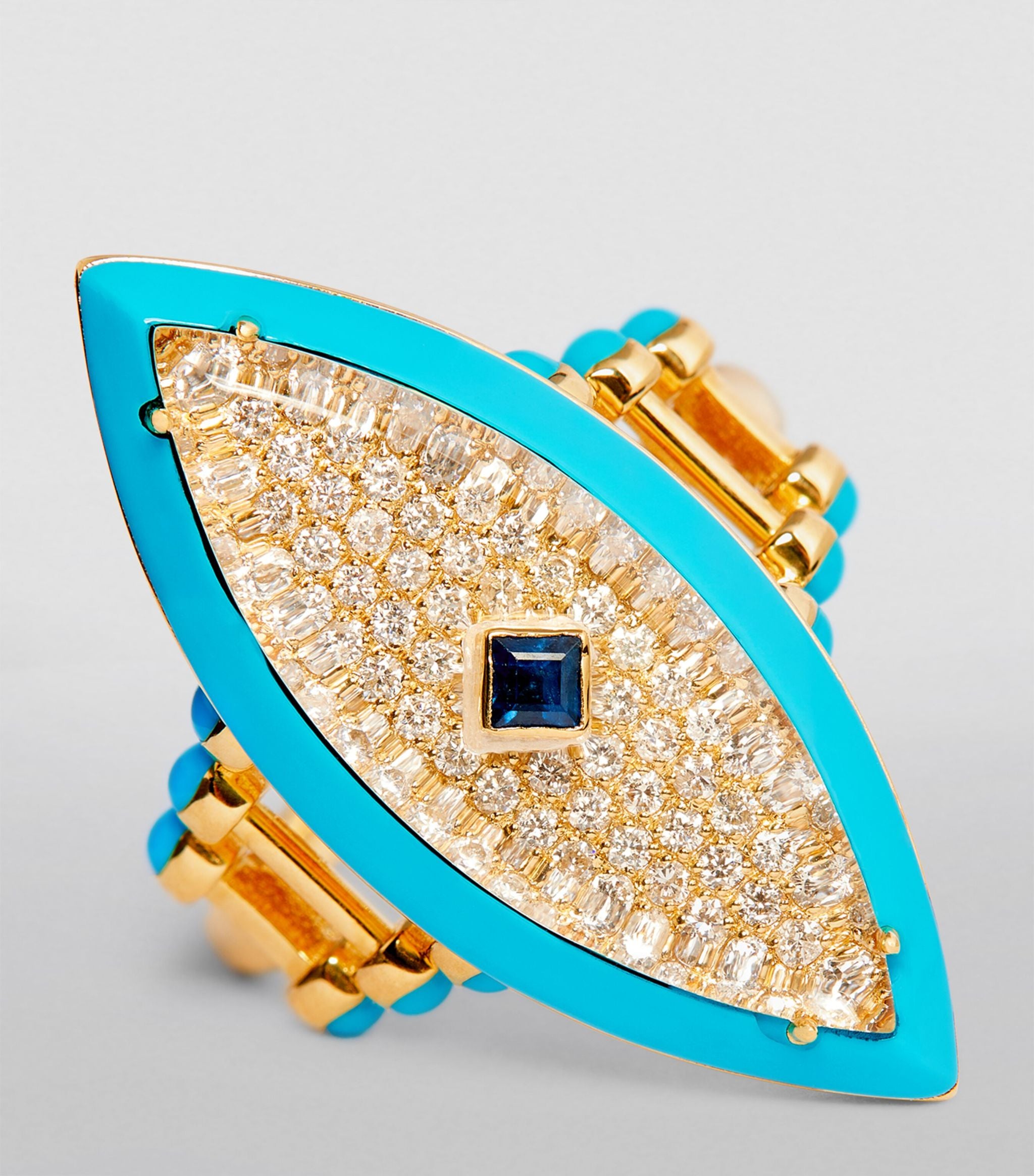 Yellow Gold, Diamond and Sapphire Blue Jay Ring GOODS Harrods   