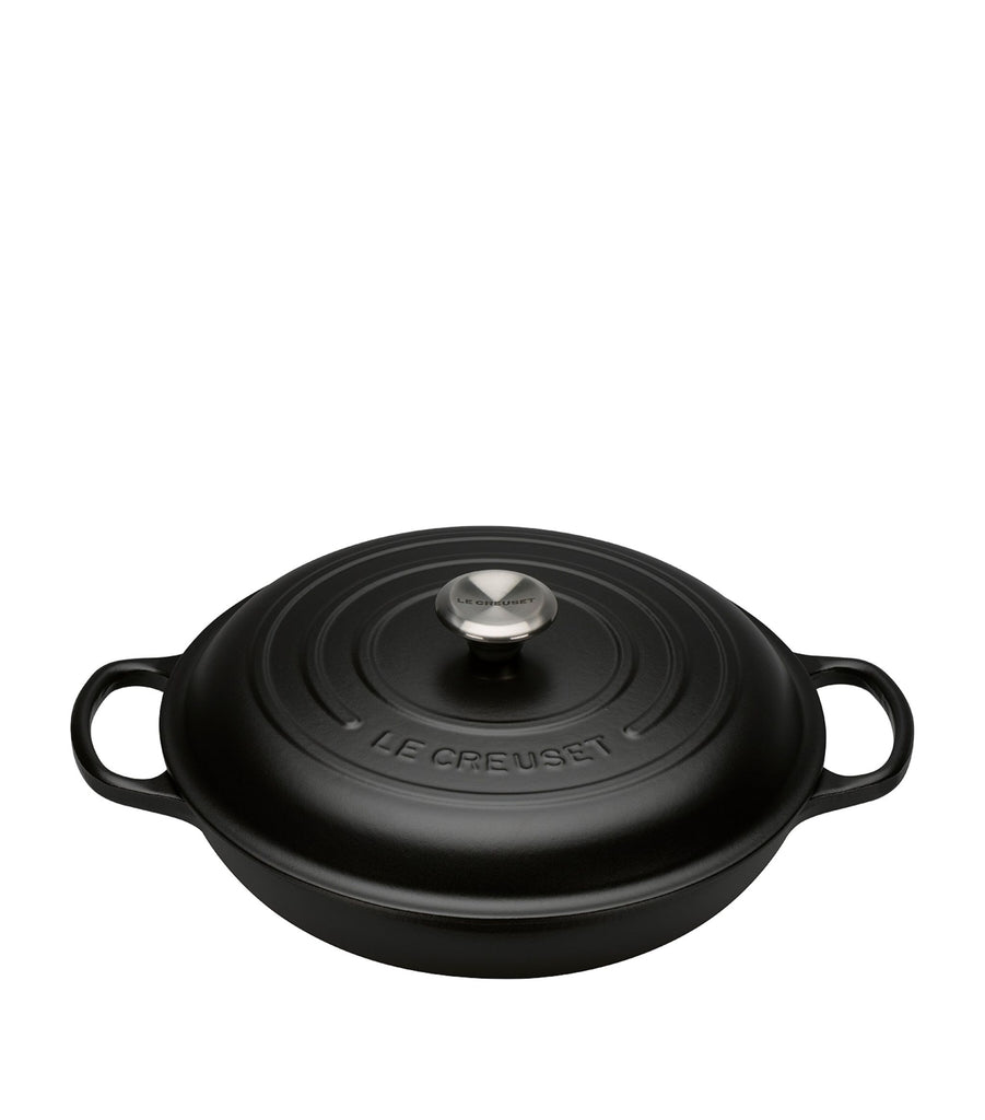 Satin Black Shallow Round Casserole Dish (26cm)