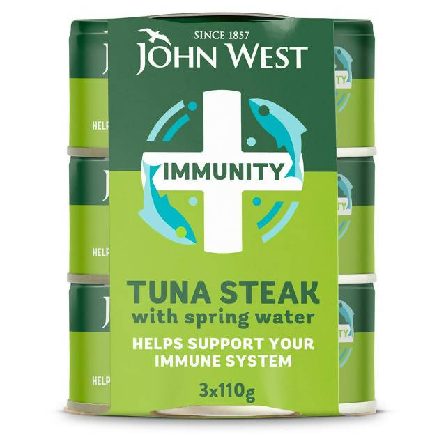 John West Immunity No Drain Tuna Steak with Springwater 3x110g Fish Sainsburys   