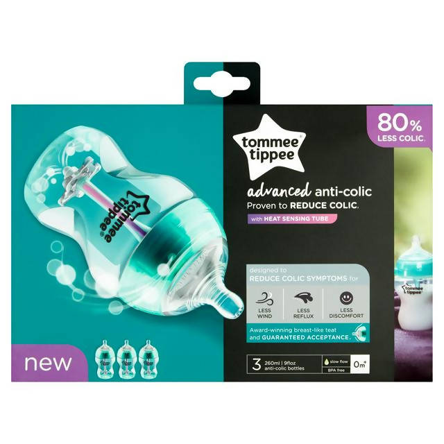 Tommee Tippee Advanced Anti-Colic Bottles Slow Flow 0 Months+ x3 260ml