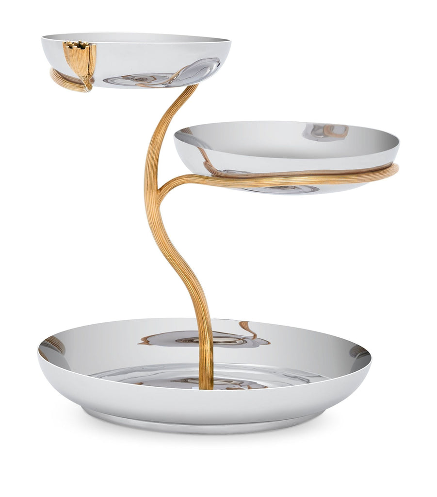 Large Deco Leaves 3-Tier Serving Bowls