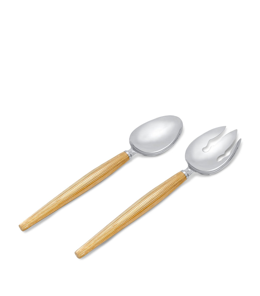 Stainless Steel Deco Leaves Serving Spoons (Set of 2)