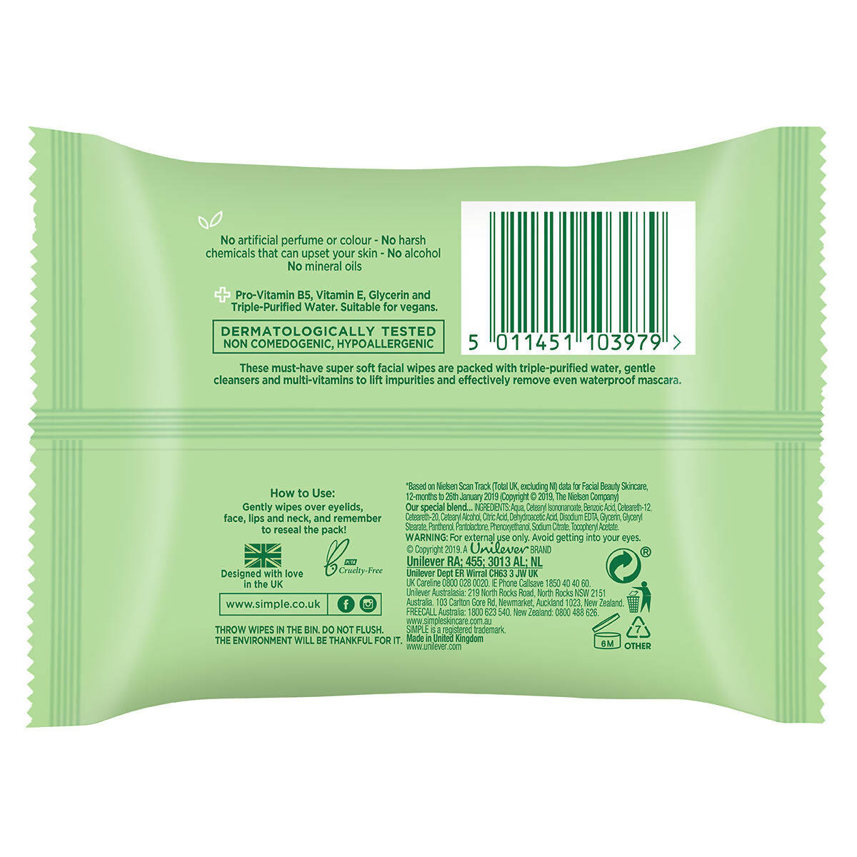 Simple Cleansing Facial Wipes, 6 x 25 Pack Skin Care Costco UK   