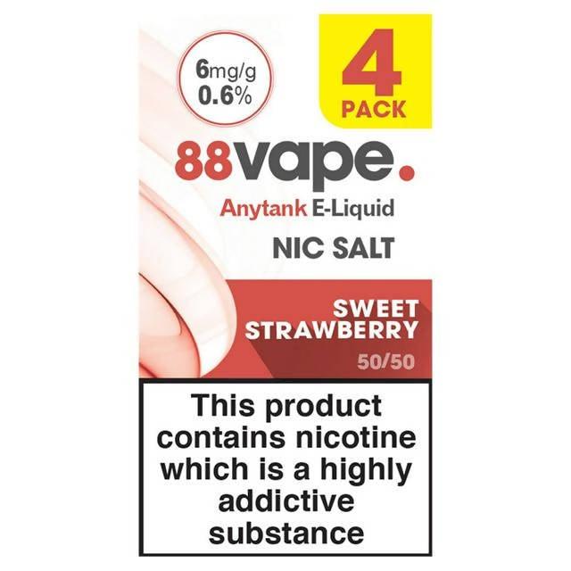 88Vape Anytank E-Liquid Nic Salt Sweet Strawberry 6mg 4 Pack