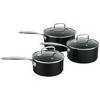 Sainsbury's Home Ceramic Coated Saucepan Set Black 3pc cookware Sainsburys   