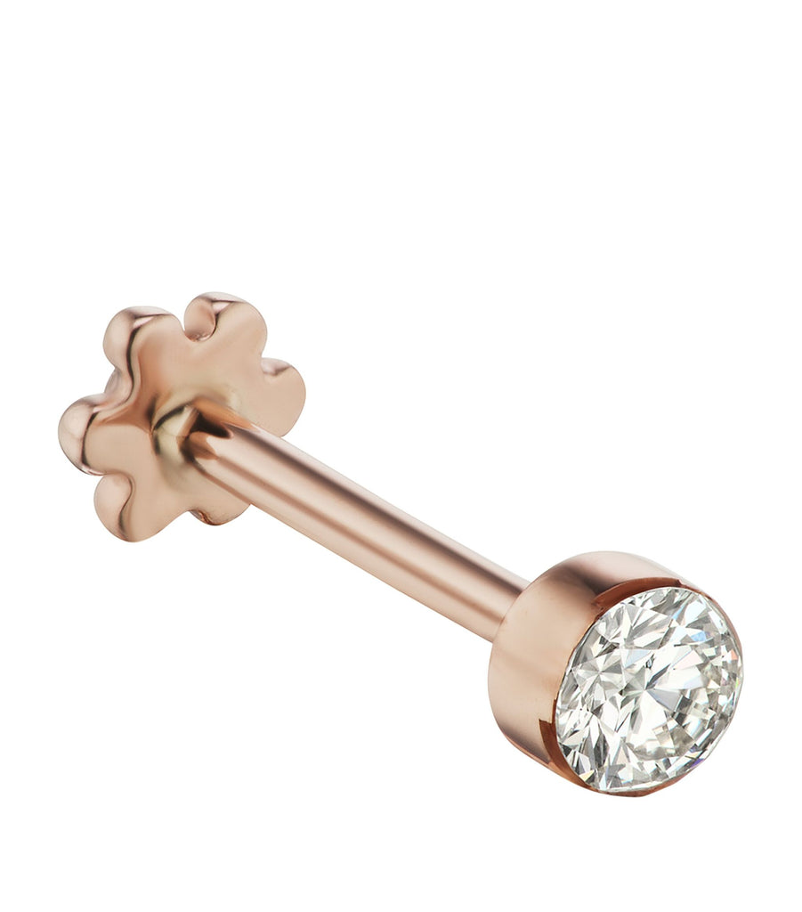 Rose Gold Invisible Set Diamond Threaded Stud Earring (2mm)