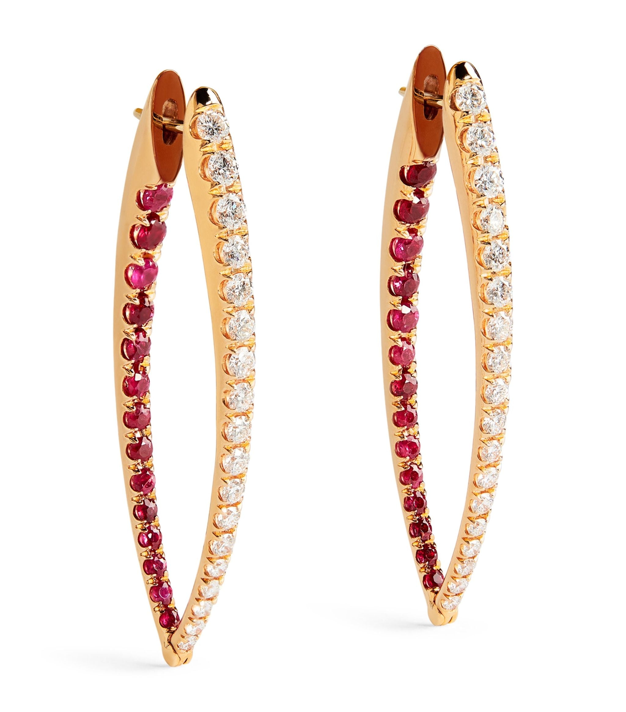 Large Rose Gold, Diamond and Ruby Cristina Earrings GOODS Harrods   