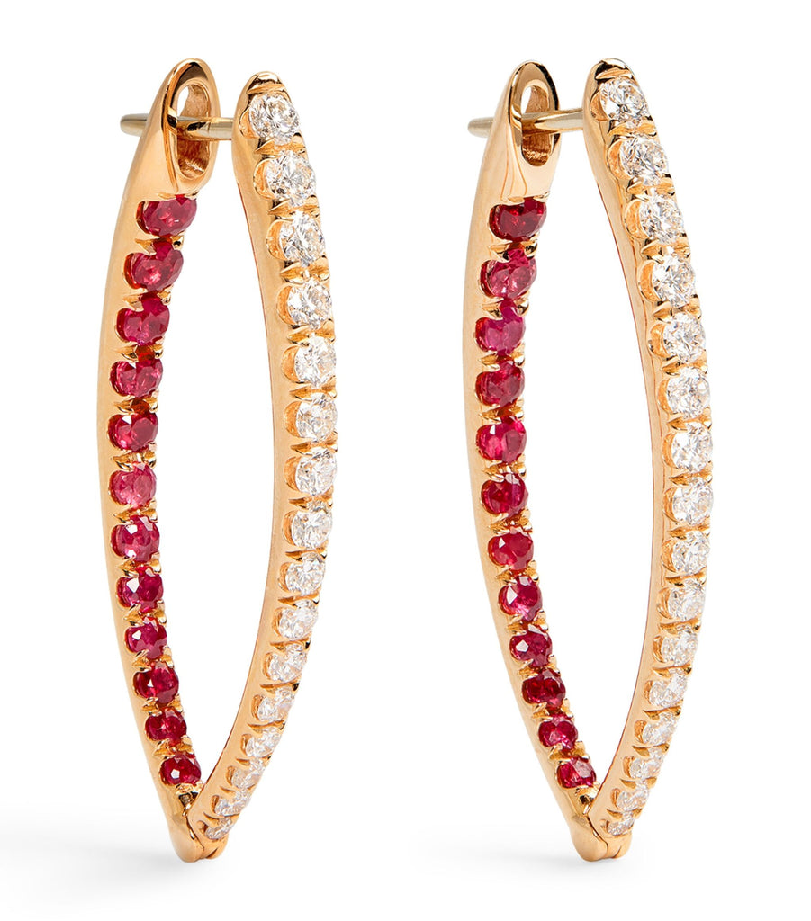 Medium Rose Gold, Diamond and Ruby Cristina Earrings