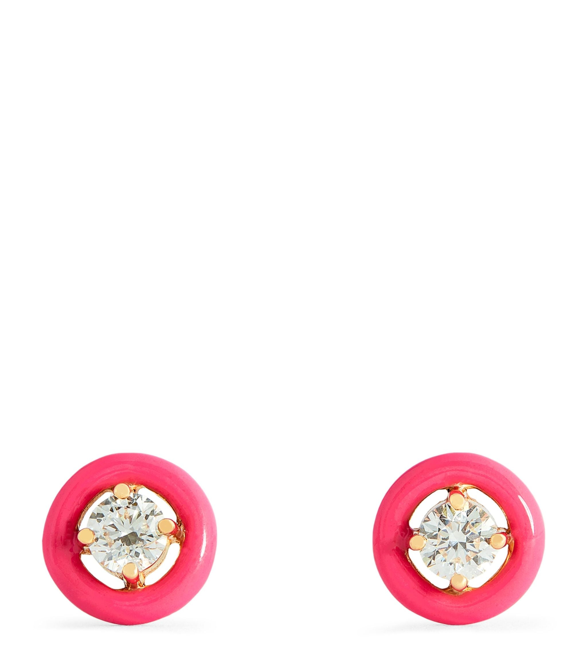 Rose Gold, Diamond and Enamel Sylvie Stud Earrings Miscellaneous Harrods   