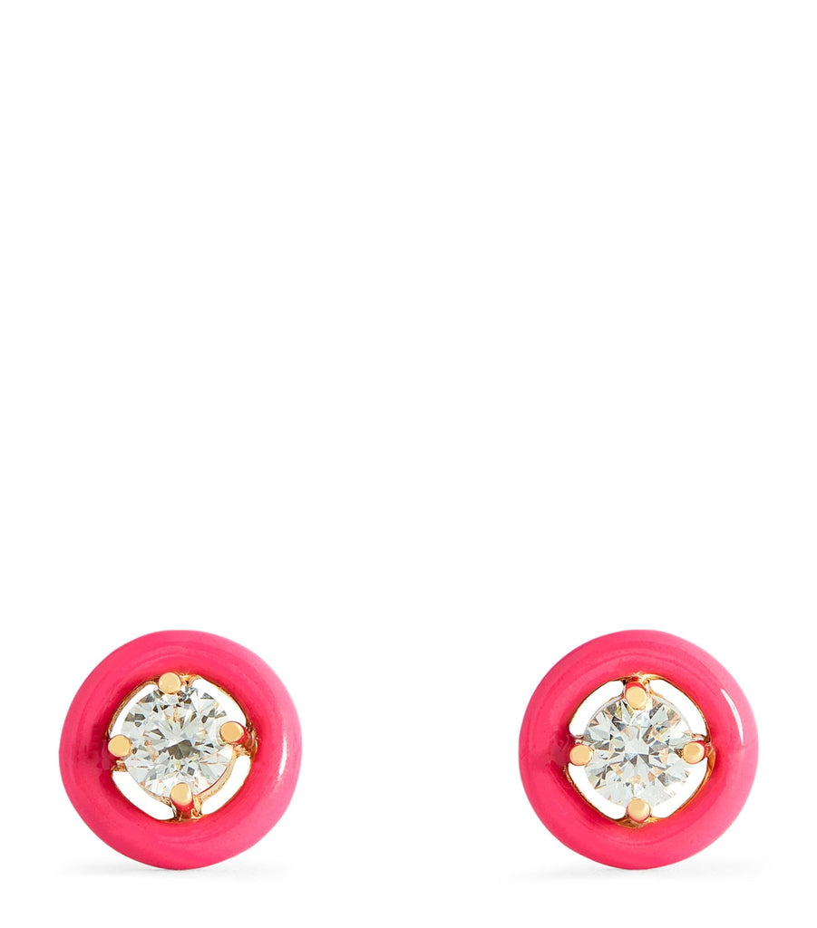 Rose Gold, Diamond and Enamel Sylvie Stud Earrings