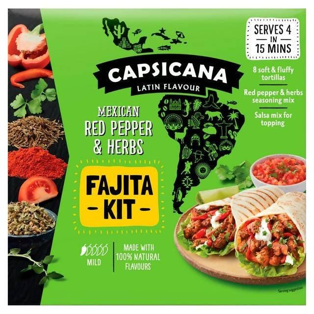 Capsicana Mexican Red Pepper & Herbs Fajita Kit 383g Mexican Sainsburys   