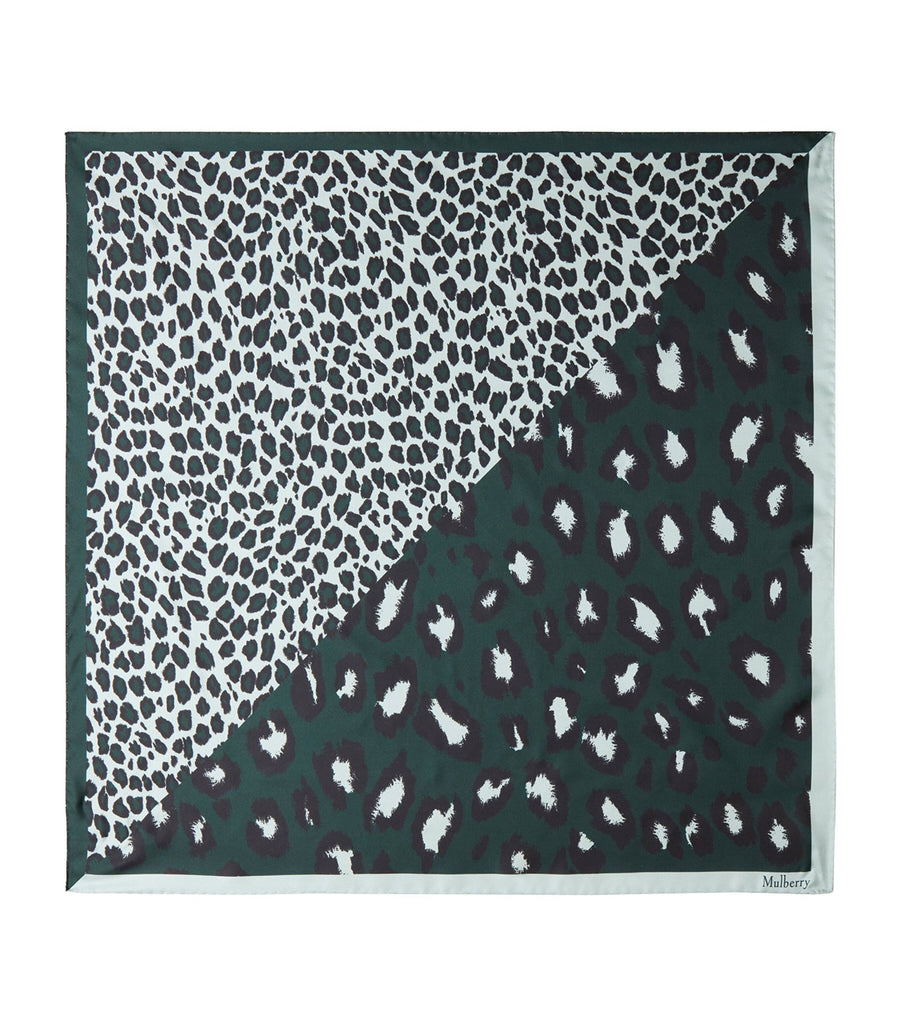 Silk Leopard Print Square Scarf