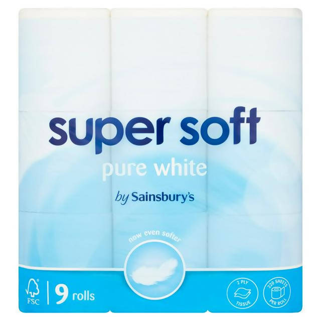 Sainsbury's Super Soft Toilet Tissue, Pure White x9 Rolls